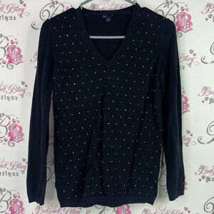 Tommy Hilfiger studded rhinestone gold dotted Black Sweater